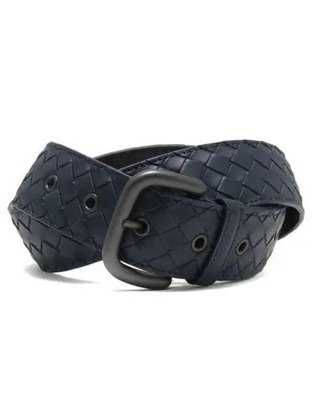 Men's Intrecciato Weaving Leather Belt Navy - BOTTEGA VENETA - BALAAN 2