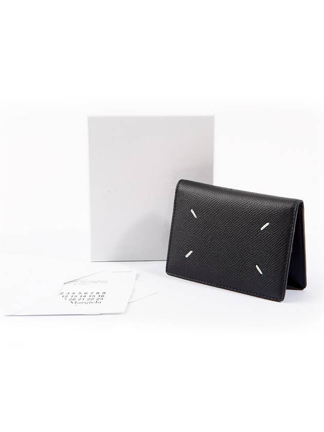 Stitched Bi-Fold Leather Card Wallet Black - MAISON MARGIELA - BALAAN 7