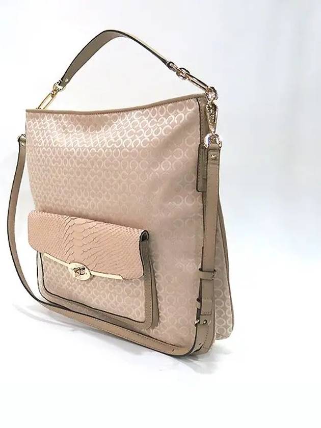 27906 Ivory color fabric python detail shoulder bag - COACH - BALAAN 3