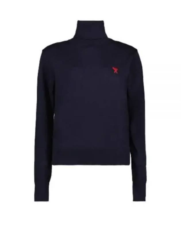 Small Heart Logo Turtleneck Midnight Blue - AMI - BALAAN 2