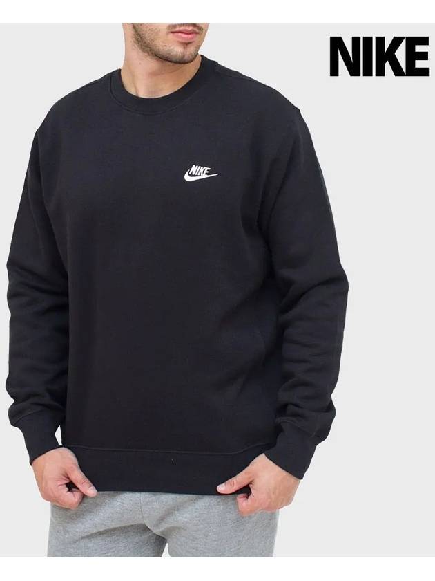 Sportswear Men's Club Fleece Crew Sweatshirt Black - NIKE - BALAAN 2