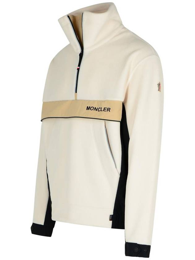 Grenoble Polartec half zip polo neck sweatshirt white ivory - MONCLER - BALAAN 3