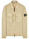 Front Pocket Wappen Patch Overshirt Zip-Up Jacket Beige - STONE ISLAND - BALAAN 2