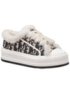 Walk'n'Dior Platform Oblique Embroidered Cotton Shearling Low Top Sneakers Deep Blue - DIOR - BALAAN 2