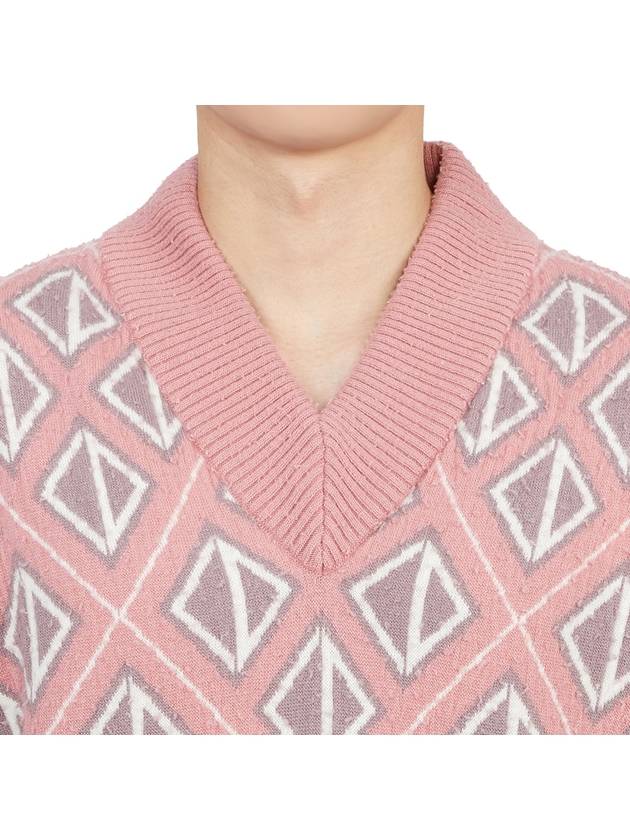 CD Diamond Motif Pattern Wool Knit Top Pink - DIOR - BALAAN 7