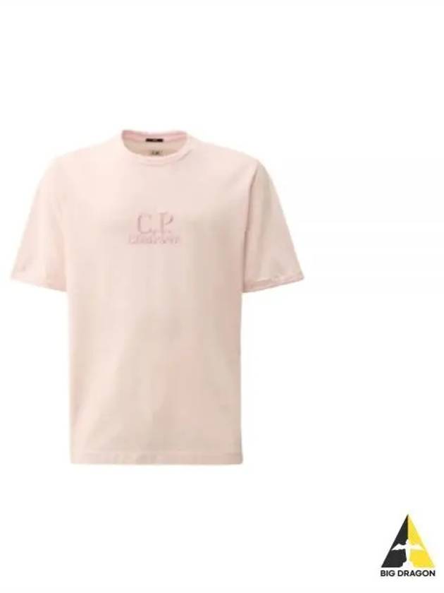 Tacting Piquet Logo Short Sleeve T-Shirt Pink - CP COMPANY - BALAAN 2