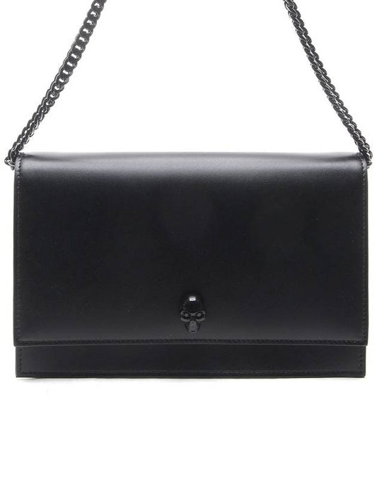 Skull Chain Medium Shoulder Bag Black - ALEXANDER MCQUEEN - BALAAN.