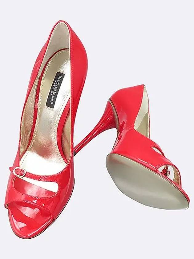 7592 Red color enamel open toe pumps women s shoes 235MM - DOLCE&GABBANA - BALAAN 3