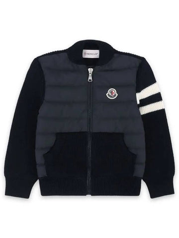 Kids logo patch knit padding mix jacket navy 9B00001 M1131 742 8 10A - MONCLER - BALAAN 1