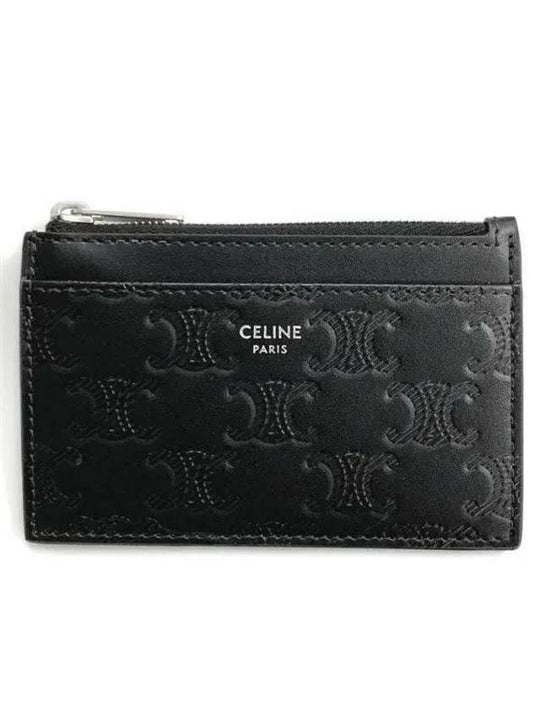 10F993FQD Triope Logo Embossed Calfskin Zipper 1046938 - CELINE - BALAAN 1