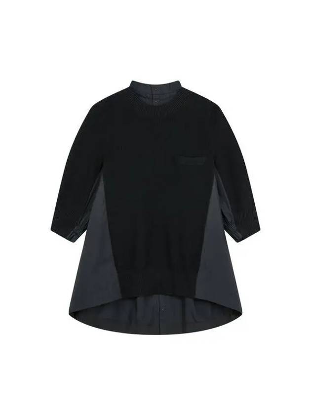 Women s half color combination crew neck cotton knit black - SACAI - BALAAN 1