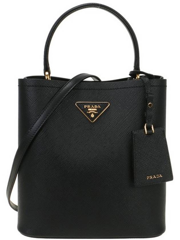 Pannier Saffiano Leather Medium Tote Bag Black - PRADA - BALAAN 2