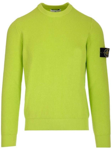 Men's Ribbed Soft Cotton Crewneck Knit Top Lemon - STONE ISLAND - BALAAN 1