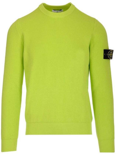 Men's Ribbed Soft Cotton Crewneck Knit Top Lemon - STONE ISLAND - BALAAN 1