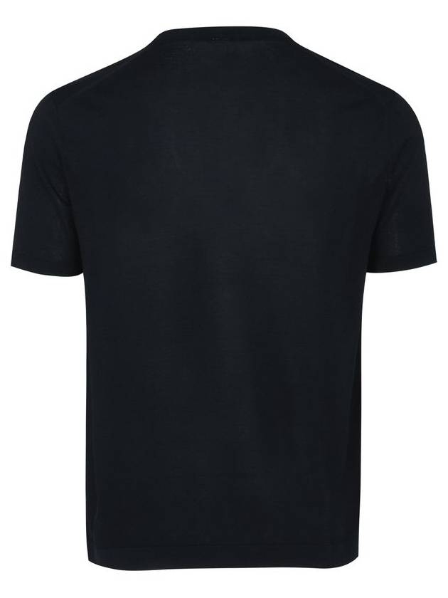 Men's Round Short Sleeve Knit Top Dark Navy - SOLEW - BALAAN 3