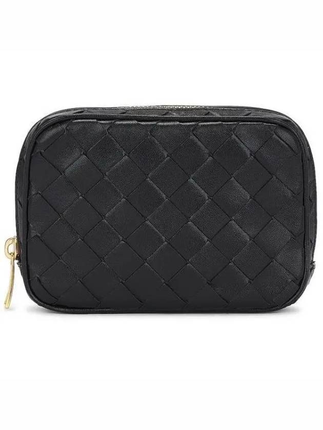 Teen Intrecciato Zipper Calfskin Pouch Black - BOTTEGA VENETA - BALAAN 2