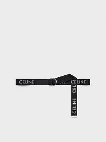 Medium Double Ring Jacquard Leather Belt Black - CELINE - BALAAN 2