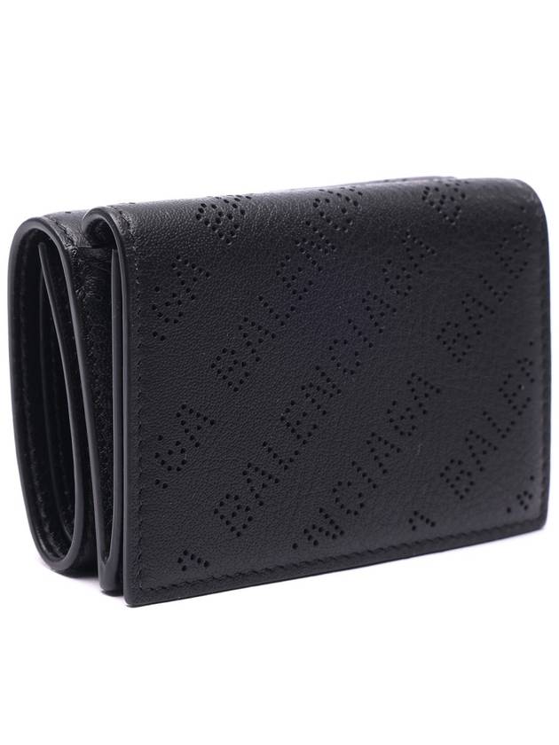 logo perforated mini wallet black - BALENCIAGA - BALAAN.