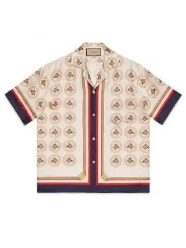 Silk Twill Equestrian Print Shirt Ivory Gold - GUCCI - BALAAN 2