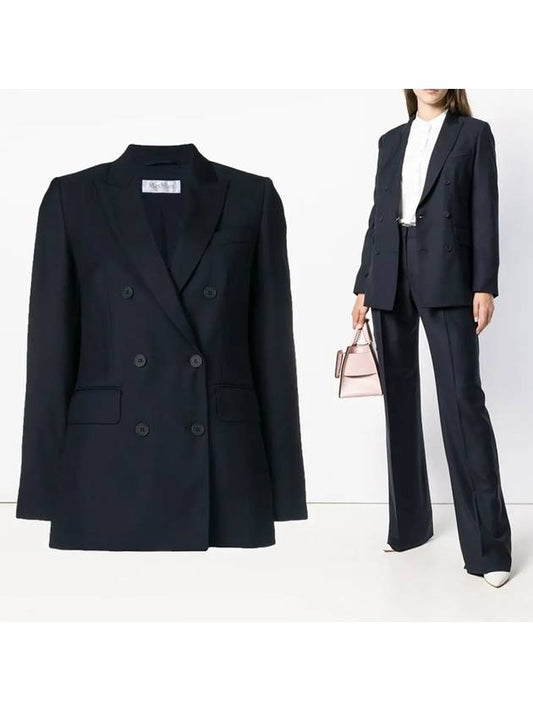 Double Breasted Blazer Jacket Navy - MAX MARA - BALAAN 2