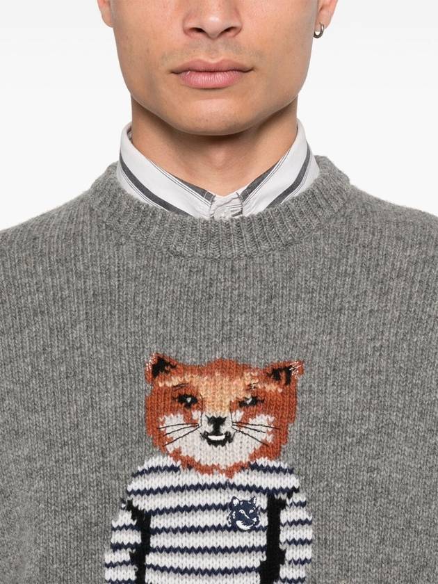 Dressed Fox Intarsia Knit Top Grey - MAISON KITSUNE - BALAAN 4