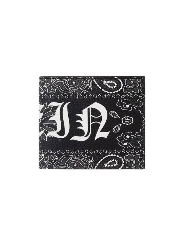 Men's Paisley Print Leather Fold Wallet Black 270686 - PHILIPP PLEIN - BALAAN 1