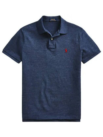 Iconic Mesh Slim Fit Polo Shirt Navy - POLO RALPH LAUREN - BALAAN 2