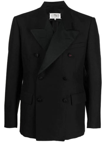 Men's Double Breasted Blazer Jacket Black - MAISON MARGIELA - BALAAN 1