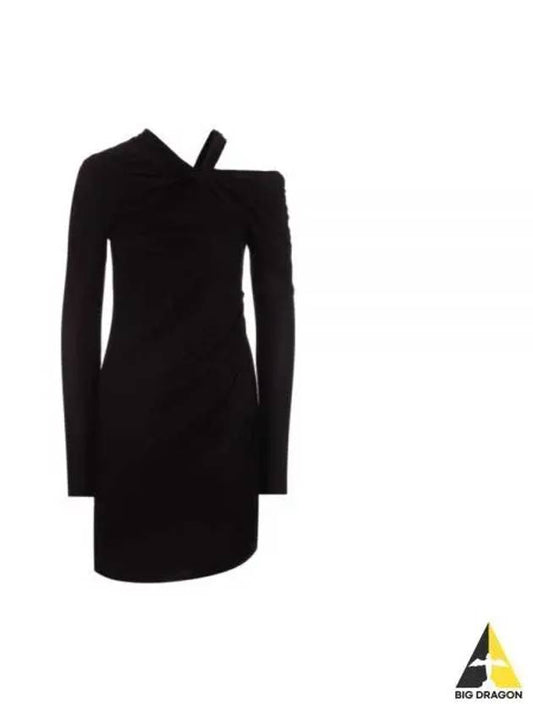 Twisted Asymmetric Mini Dress Black - HELMUT LANG - BALAAN 2