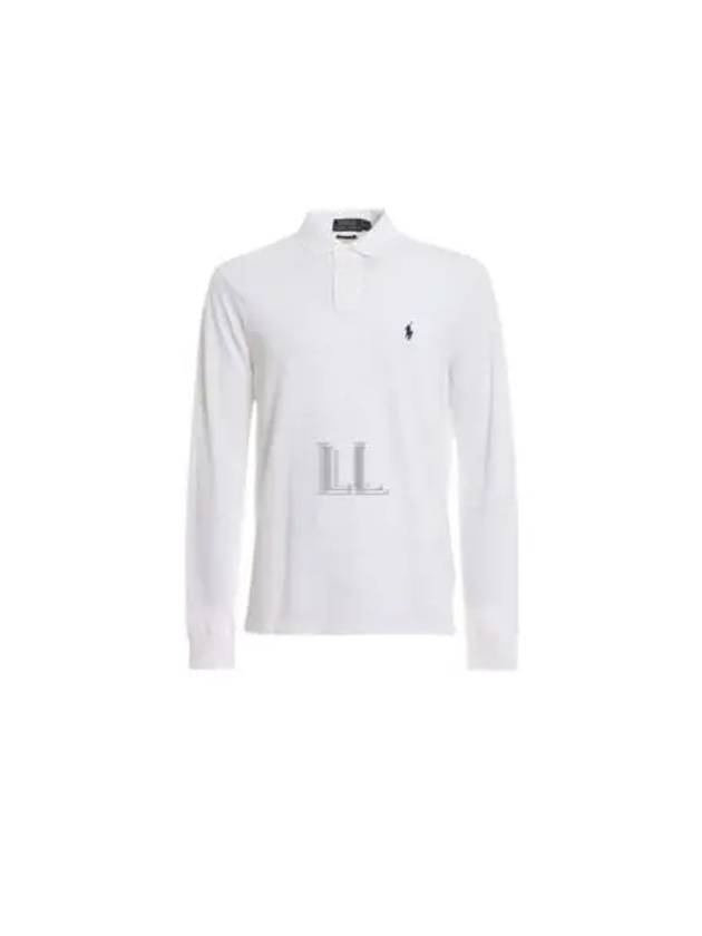 Embroidered Logo Slim Fit Polo Shirt White - POLO RALPH LAUREN - BALAAN 2