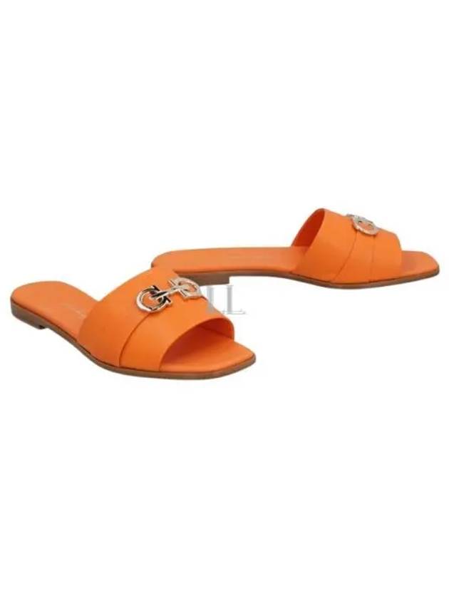 Gancini Leather Slippers Orange - SALVATORE FERRAGAMO - BALAAN 2