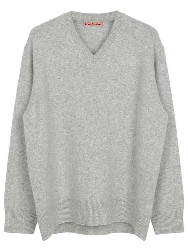 V-neck Wool Cashmere Knit Top Melange Grey - ACNE STUDIOS - BALAAN 2