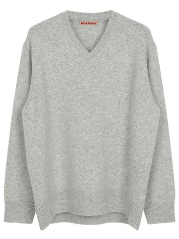 V-neck Wool Cashmere Knit Top Melange Grey - ACNE STUDIOS - BALAAN 1