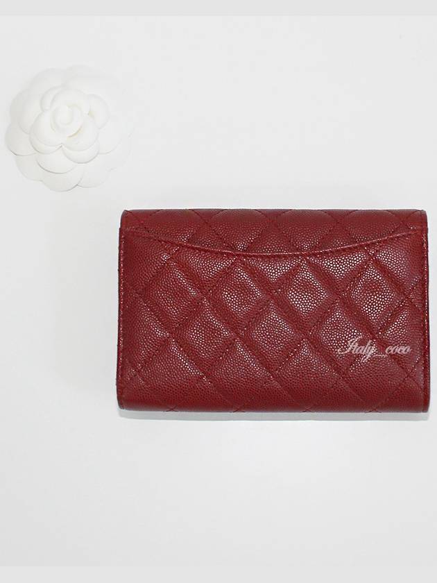 Classic flap medium wallet caviar dark red champagne gold AP0232 - CHANEL - BALAAN 4