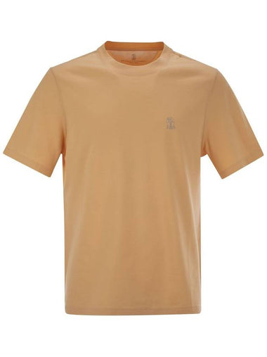 Crew-neck cotton jersey T-shirt with printed logo - BRUNELLO CUCINELLI - BALAAN 1