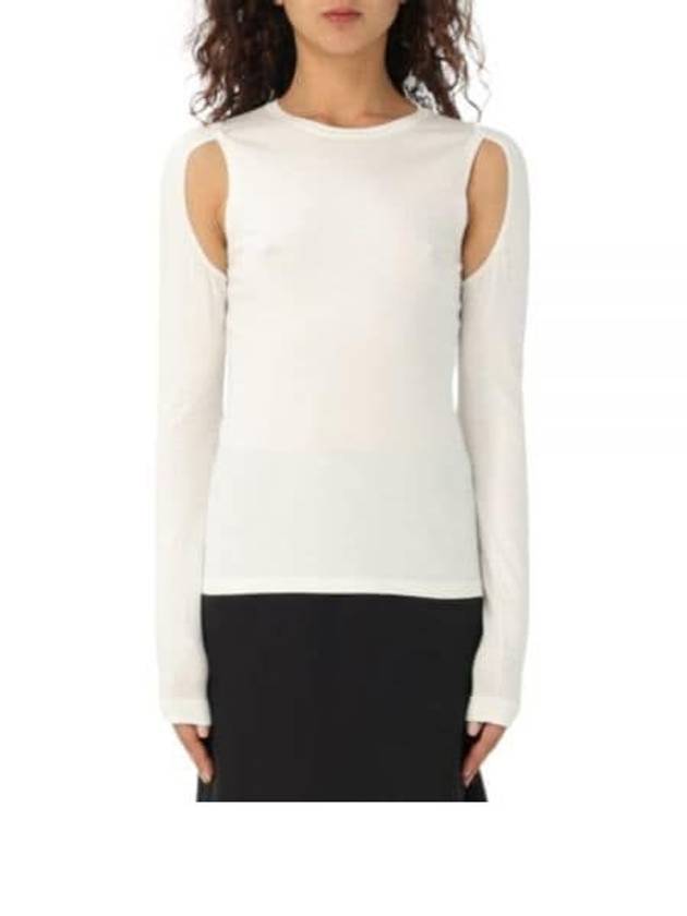 Cutout Cotton Long Sleeve T-Shirt White - HELMUT LANG - BALAAN 2