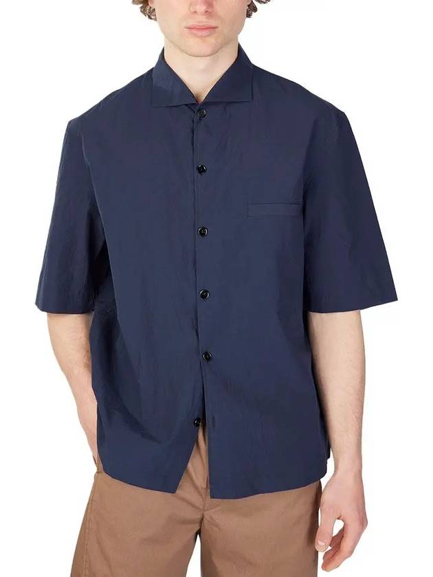 Camp Collar Cotton Short Sleeve Shirt Navy - LEMAIRE - BALAAN 5