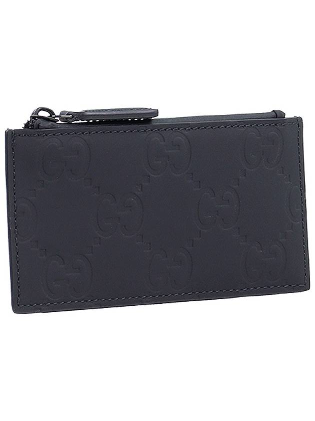 GG Rubber Effect Leather Zip Card Wallet Black - GUCCI - BALAAN 4