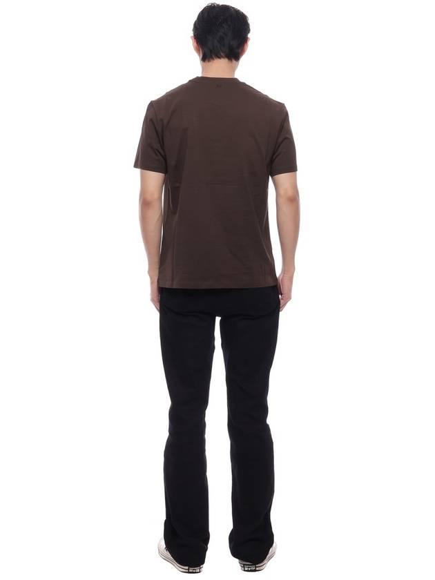 Small Heart Logo  Short Sleeve T-Shirt Brown - AMI - BALAAN 6