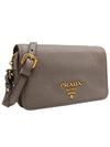 Women s 1BD163 Gray Vitello Phoenix Gold Logo Cross Bag - PRADA - BALAAN 2