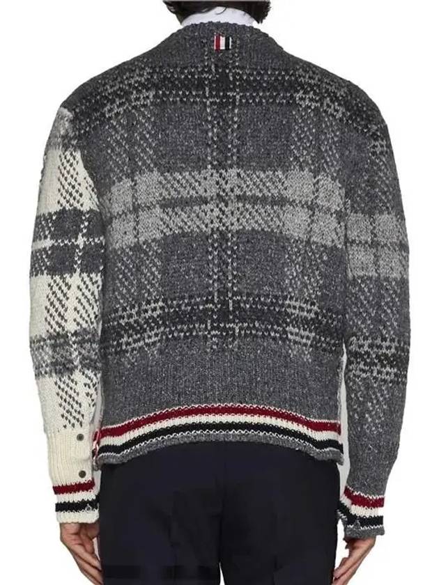 Tartan Check Jacquard Wool Mohair Knit Top Grey - THOM BROWNE - BALAAN 5