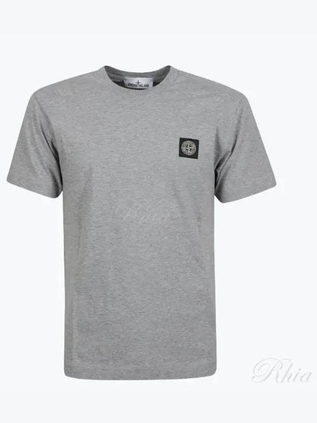 Logo Patch Cotton Short Sleeve T-Shirt Dust Melange Grey - STONE ISLAND - BALAAN 2