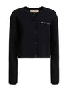 Logo Patch Button Cardigan Black - MARNI - BALAAN 2