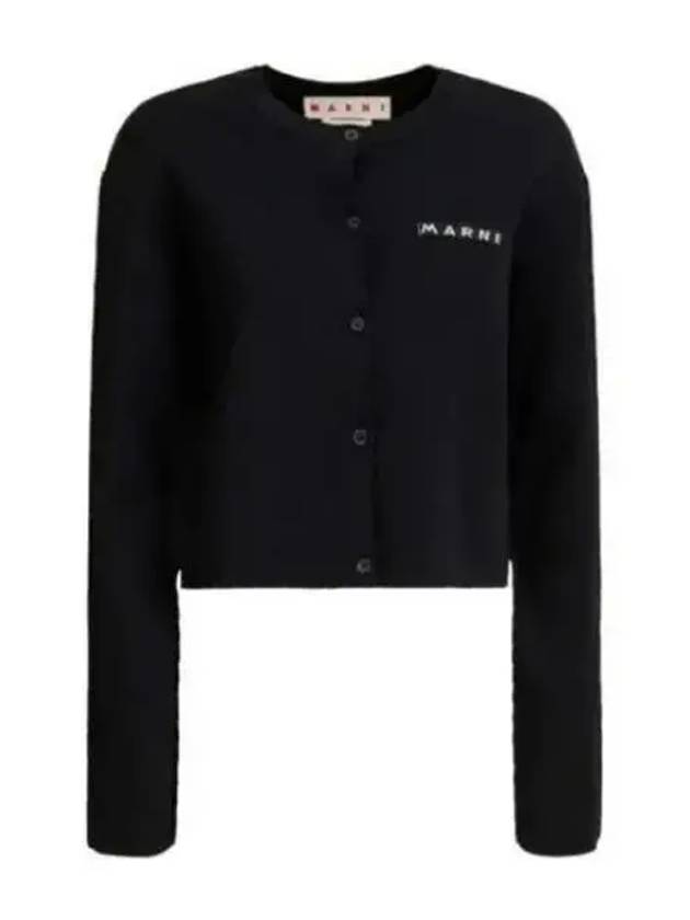 Logo Patch Button Cardigan Black - MARNI - BALAAN 2