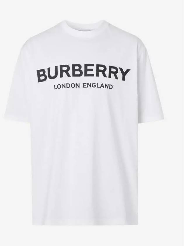 Logo Print Cotton Short Sleeve T-Shirt White - BURBERRY - BALAAN 3