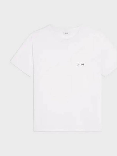 Logo Print Cotton Jersey Loose Short Sleeve T-Shirt White - CELINE - BALAAN 2