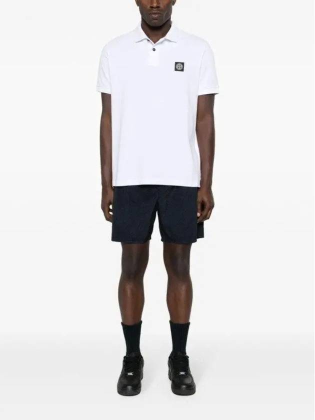 Pique Stretch Cotton Short Sleeve Polo Shirt White - STONE ISLAND - BALAAN 3