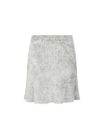 Women s Fuzzy Chenille Logo Skirt Gray - DIESEL - BALAAN 1