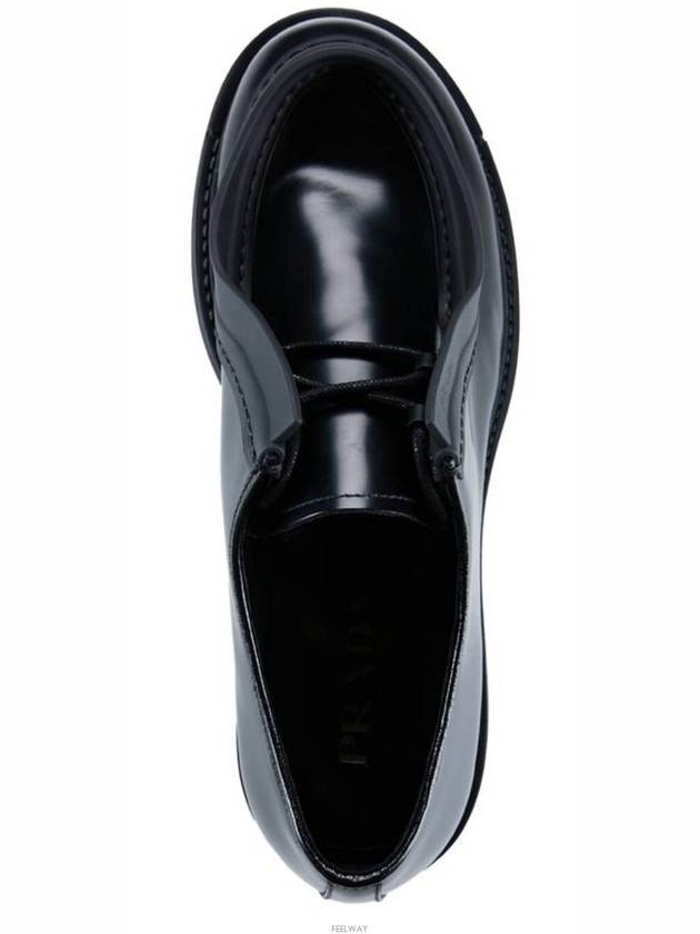 Diapason Opaque Brushed Leather Lace-Up Shoes Black - PRADA - BALAAN 3