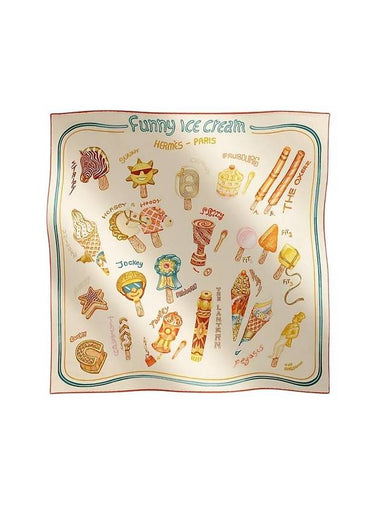 Funny Ice Cream 70 Scarf Beige - HERMES - BALAAN 1